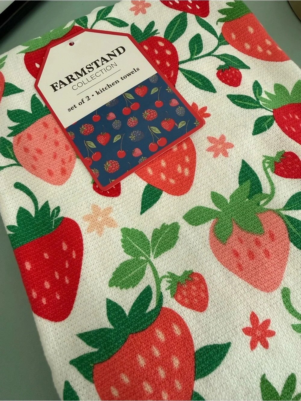 Strawberry cotton dish towels set of two